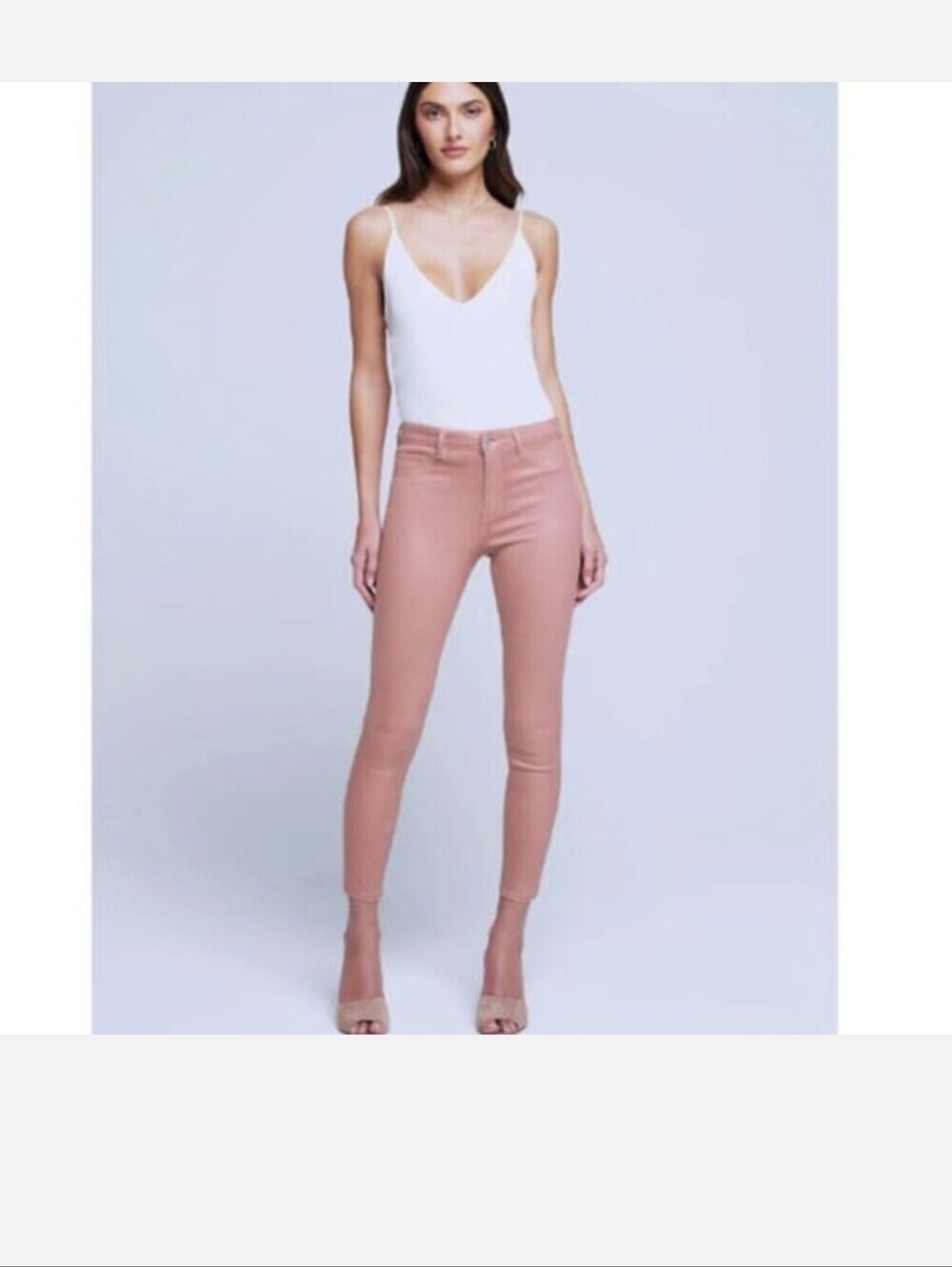 L'agence,Pinky Peach, Coated High-Rise Skinny Jeans ,Size 23
